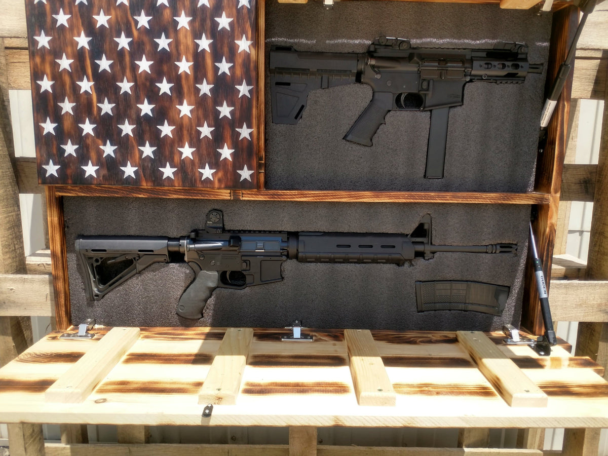 Hidden Gun Storage, American Concealment Flag, Handgun and Ammo Safe, Case