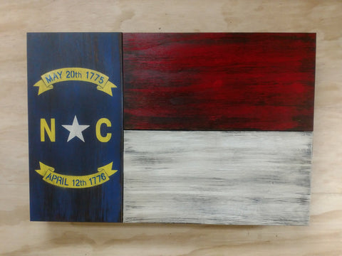 North Carolina state flag gun concealment case with burnt and rustic style accents