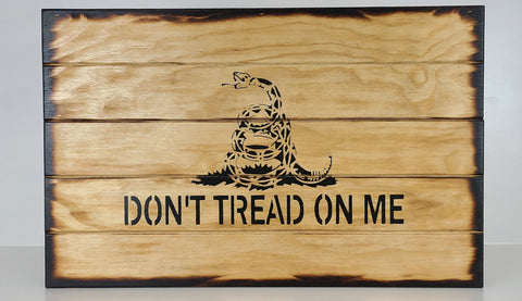 "Don't Tread on Me" Hidden Gun Storage sign  Charred Finish