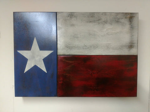 Texas state flag gun concealment case with a deep burnt styling, red upper section, white bottom, and blue left with a white star