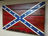Large gun concealment confederate flag with dark accents, a red background, blue X spanning the flag and 13 white stars within