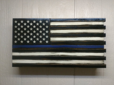 Mini American flag gun concealment case with black and white stripes and a single blue stripe underneath the stars section.