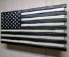 Black and white American flag gun concealment case with black & white stripes, white stars, and a black background behind the stars.