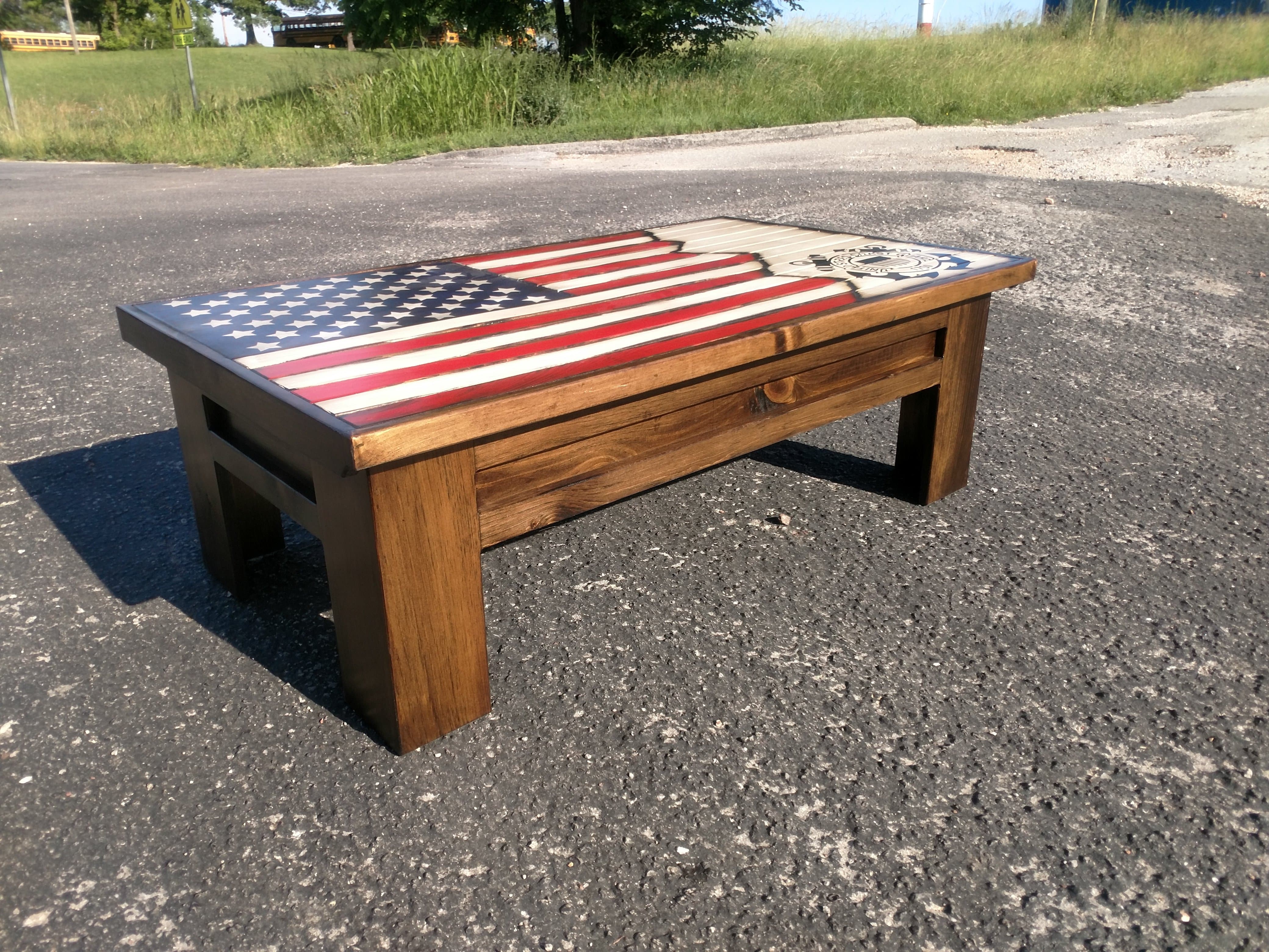 Rustic American Flag Gun Concealment Coffee Table– Liberty Home Concealment