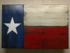 A gun concealment flag with a Rustic Texas flag design where left is a blue background with white star, upper right third is white, lower right third is red