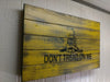 Gadsden "don't tread of me" gun concealment flag with rustic yellow background and stenciled, coiled snake in the middle