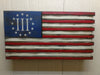 Mini Nyberg three percent gun rights advocate group gun concealment flag with burnt styling & slightly longer red stripes.