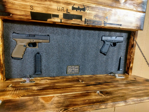 Charred AR-15 "Join or Die" Hidden Gun Storage Sign