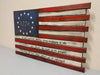 American flag gun concealment case with 13 stars in a circle & 1776 written in the middle & pro 2nd amendment quote on bottom 3 white stripes