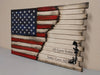 American flag gun concealment case with burnt accents that transitions to white back with a "All Gave Some, Some Gave All" black stencil..