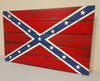 Brightly colored confederate flag gun concealment case with red background, large blue X and 13 stars within