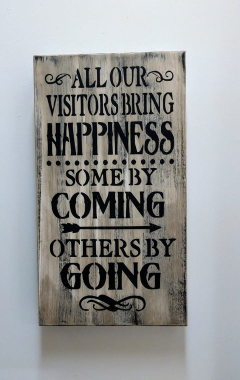 "VISITORS BRING HAPPINESS" MINI GUN CONCEALMENT WALL ART BOX