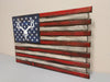 American flag gun concealment case with intense burnt accents and a deer skull with antlers overlaying the stars